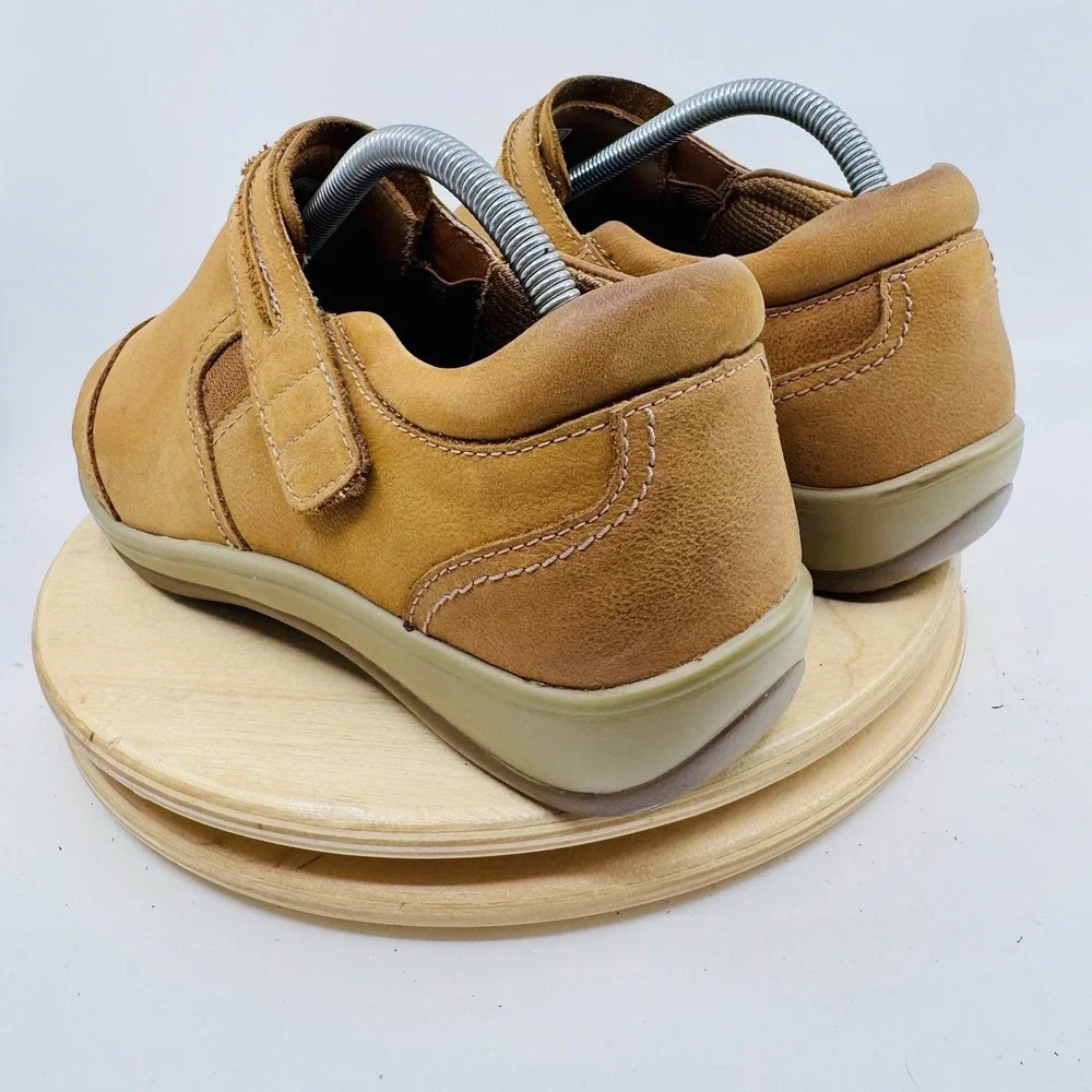 Orthofeet Solerno Womens 9.5 W Wide Leather Mary Jane Comfort Walking Shoes Tan